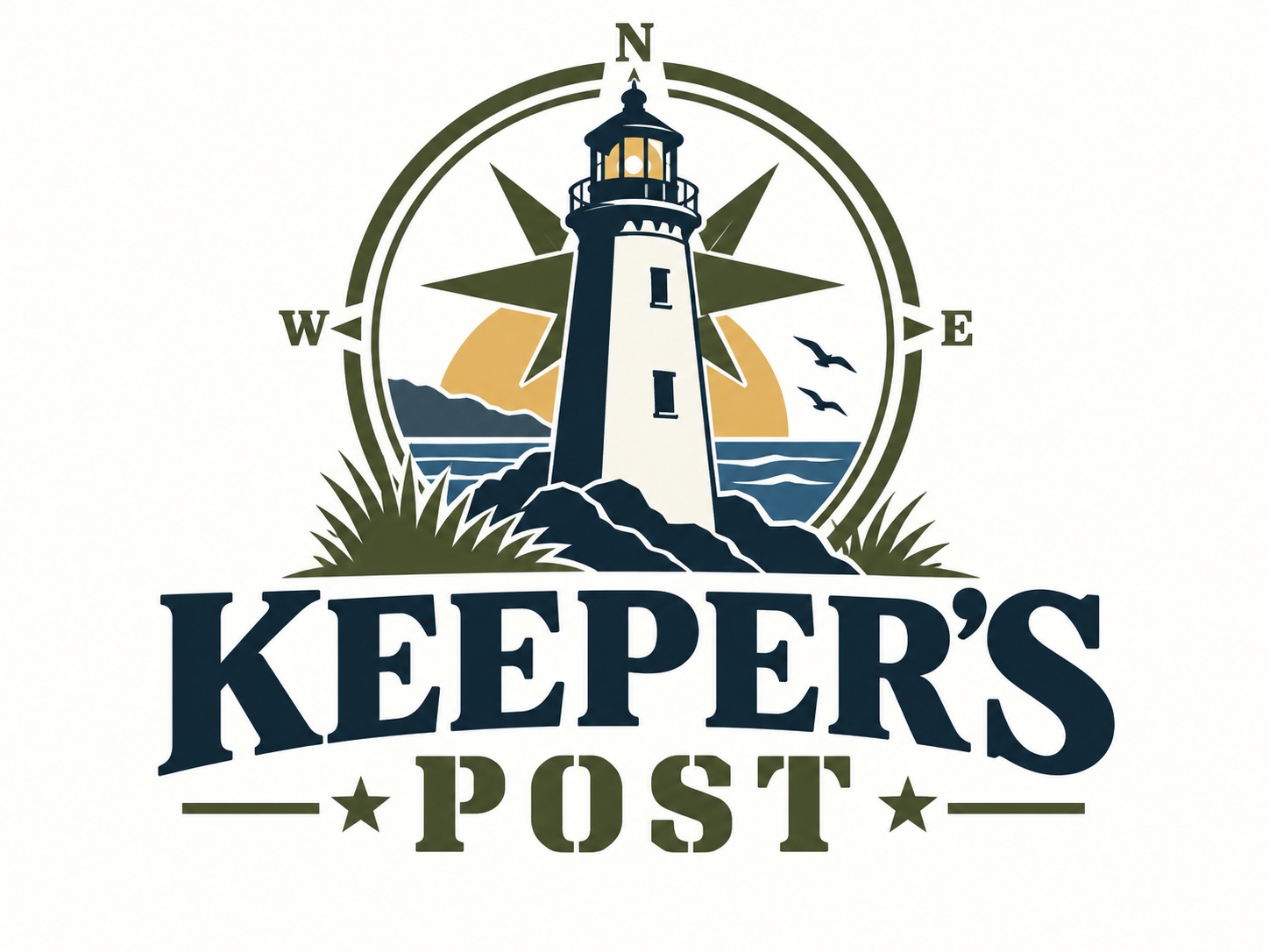 Keeper’s Post — lighthouse and compass logo